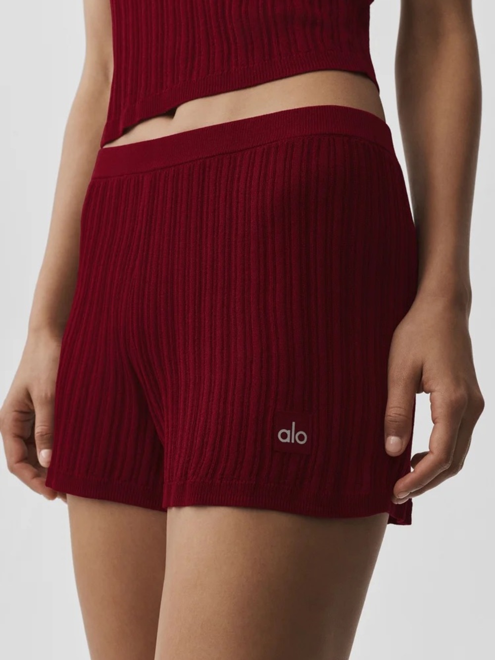 ALO Yoga NEW XS SUMMER ROMANCE RED Sweater High-Waist Sunlit Short